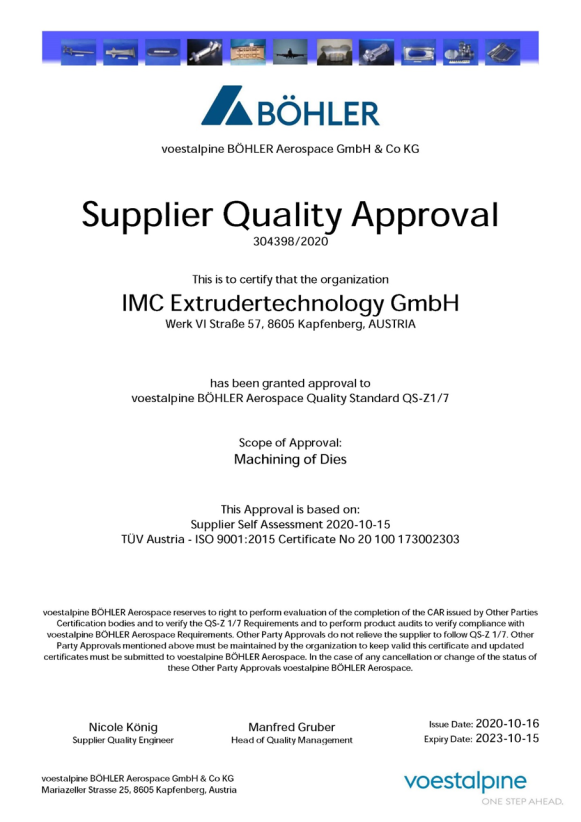 Approval Certificate IMC 304398 Expiration 2023-10-15